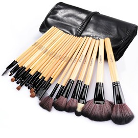 Make up Brushes,Cadrim 24 pcs Natural Hair Professional Makeup Brush Set Travel Makeup Brush Kit with Case (burlywood)