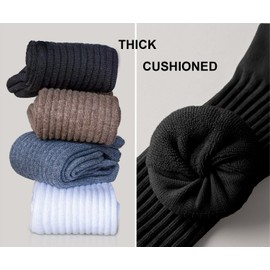 GBZJDSW Men's Cotton Crew Socks - Cushioned Seamless Boot Socks Athletic Work Casual Pack of 4