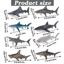 8PCS Shark Toys Set, Shark Bath Toy, Beautiful and Exquisite Practical Shark Toy for Christmas Birthday Gift , Megalodon Toy for Marine Animal Collectors Marine Knowledge Education