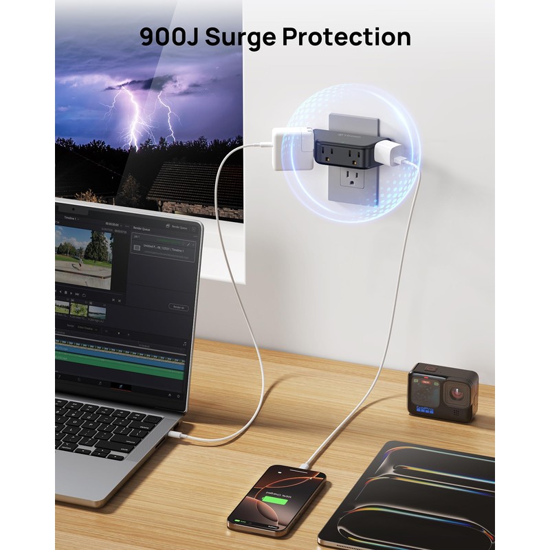 TROND Multi Plug Outlet Extender - Surge Protector Outlet Splitter