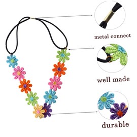 Baluue Cute Elastic Flower Headband Set 8 Pcs Women Girls Decorative Headband Floral Hair Accessories for Party Dress