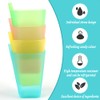 Taozoey Built-in Straw Cups, 4 Colours Drinking Cup with Built-in