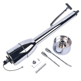 Woosphy 28" Chrome Tilt Street Rod Floor Shift Steering Column Replacement for GM with Wheel Adapter No Key