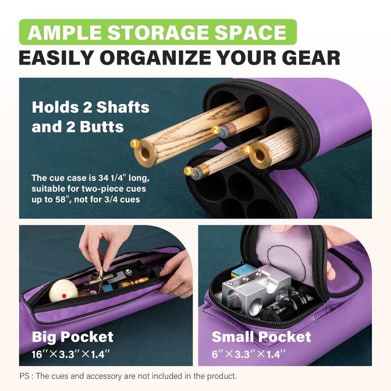 Trymaker Pool Cue Case, Pool Stick Case, 2x2 Billiard Cue