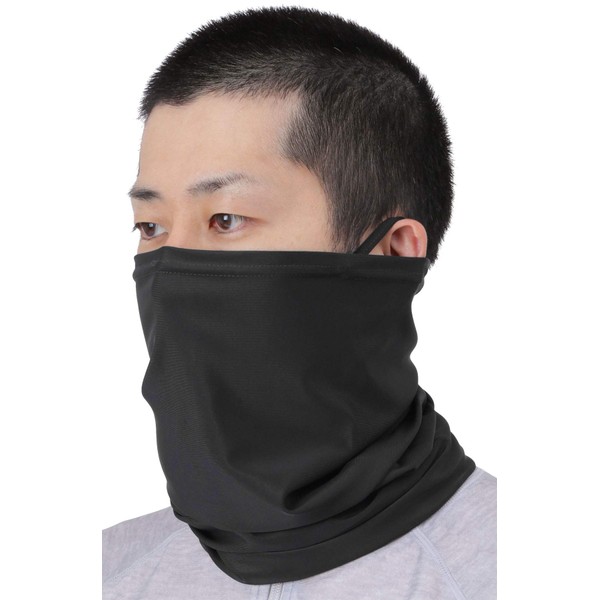PONTAPES PAA-870 Neck Cover, UV Protection, Long Type, Cooling Sensation, Black, ML, Neck Guard, Buff, Face Cover, Walking, Running, Outdoors, UV Cool, Washable, Array