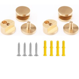 Mirror Clips, Thickened Brass Mirror Floating Glass Clip - Round Wall Mounted Mirrors Bracket/Clip -Bathroom Mirrors Supporting Sheet Mirror Fixed Fitting Gold - (4 Pcs)