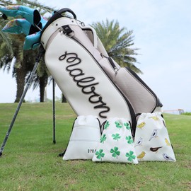 Aliennana Golf Valuables Pouch, Leather Golf Tee Pouch with Drawstring Closure Golf Ball Tee Handbag Portable Golf Accessories (Birdie Birds)