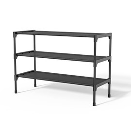 LEIVESTE 3 Tier Metal Shoe Rack Space Saving Stackable 12 Pairs Shoe Rack Organizer for Entryway, Hallway, Bedroom