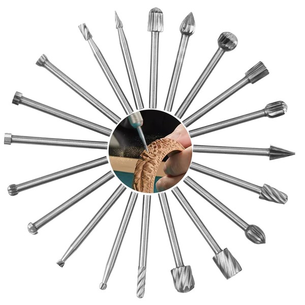 Wood Carving Bits Set for Dremel Rotary Tool, 20Pcs Wood