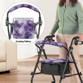 Rerteryuro Walkers for Seniors Cover Universal Fit Walker Accessories Butterfly Rollator Walkers for Seniors with Seat Cover Set Stretchable Protection Covers
