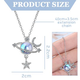 Moon and Star Necklace for Women, Moonstone Necklace, Planet Necklace, Moon Chain, Pendant Chain, Star and Moon Chain, Jewellery Gift for Girlfriend/Daughter/Mother, Birthday, Mother's Day,