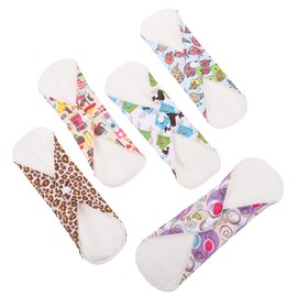 ORFOFE 5Pcs Washable Bamboo Carbon Sanitary Pads for Women Breathable and Super Absorbent for Day Use Travel and Outdoor Activities