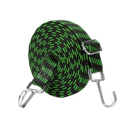 Flat Adjustable Bungee Cords with Hook Bungee Straps Superior Latex Straps with Length Adjustment Anti-Rust Metal Buckle Luggage Elastic Rope for Securing Your Luggage Cargo (Green-Black 1 M)