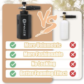 PWACCS Foam Cannon for Pressure Washer, Adjustable Car Wash Foam Cannon, Big Mouth Snow Foam Lance with 1/4" Quick Connect, Thick Foam Power Wash Foam Blaster 1.5 L, Additional Orifice Nozzle 1.1mm