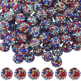 SUNNYCLUE 100Pcs 10mm Rhinestone Beads Disco Ball Bead Bulk Colorful Polymer Clay Glass Mini Pave Charms Crystal Diamond Gems Spacer Pen Beads for Jewelry Making DIY Necklace Bracelet Crafts Supplies