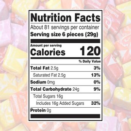 Star Bursts Orange Chewy Candy - 1 LB, Single Flavor Soft Original Fruit Chews Candy, Individually Wrapped Bulk Candies, 16 Oz