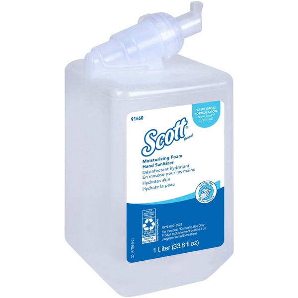Scott® Moisturizing Foam Hand Sanitizer, E-3 Rated (91560), Clear, Fresh Scent, 1.0 L, 6 Units / Case