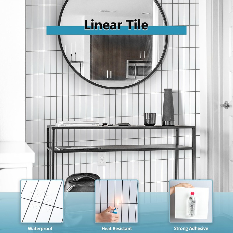 HOMEART Peel and Stick Backsplash Subway Tile, Stacked Bond Linear
