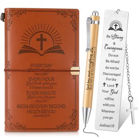 Tenare 3 Pcs Christian Gift Including Christian Notebook Bible Leather Journal Christian Ballpoint Pen Bible Verse Bookmarks for Her Him Christmas Inspirational Religious Gifts