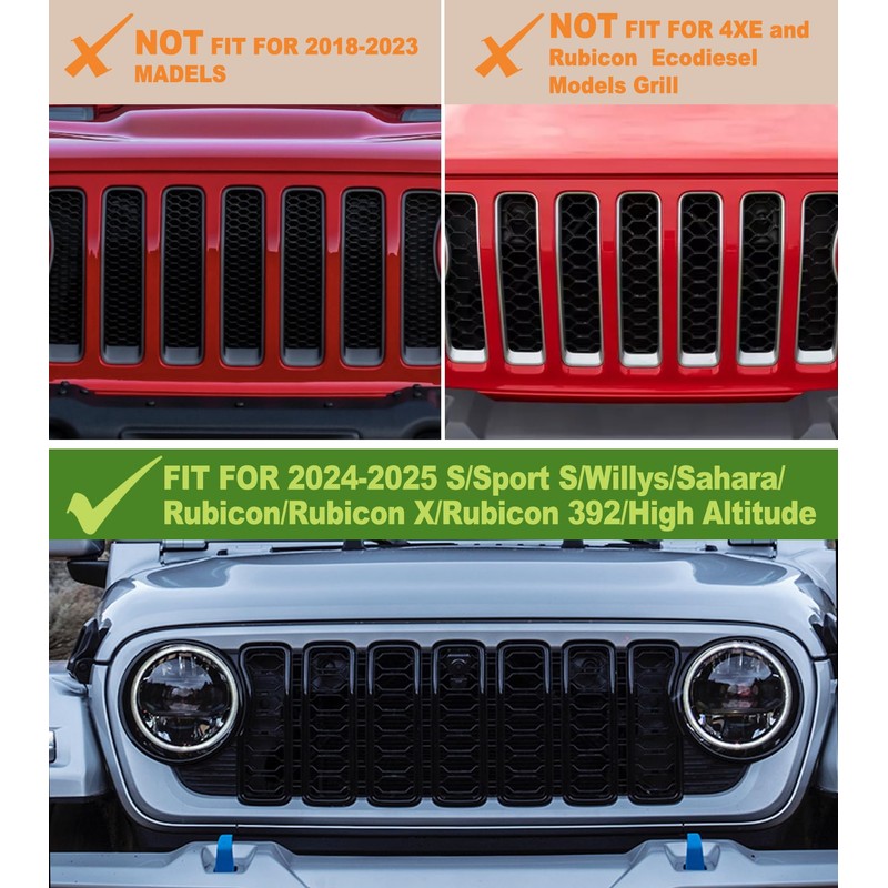 Grill Lights for Jeep Wrangler JL JLU Front Bumper Grille