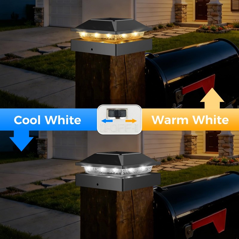 Peasur 4x4 Solar Post Cap Light 10 Pack, 2 Modes