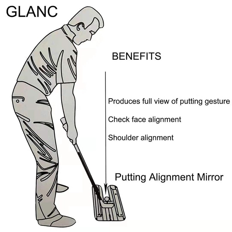 GLANC Golf Putting Practice Mat Set with Alignment Mirror &