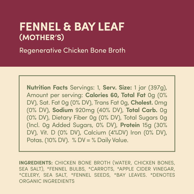 FOND Pasture-Raised Regenerative Chicken Bone Broth infused with Organic Fennel