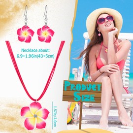 Nosiny 10 Sets Hawaiian Plumeria Rubra Earrings Necklace Set Tropical Flower Dangle Earrings Hibiscus Jewelry Luau Beach Party Accessories for Women Boho Summer Gifts