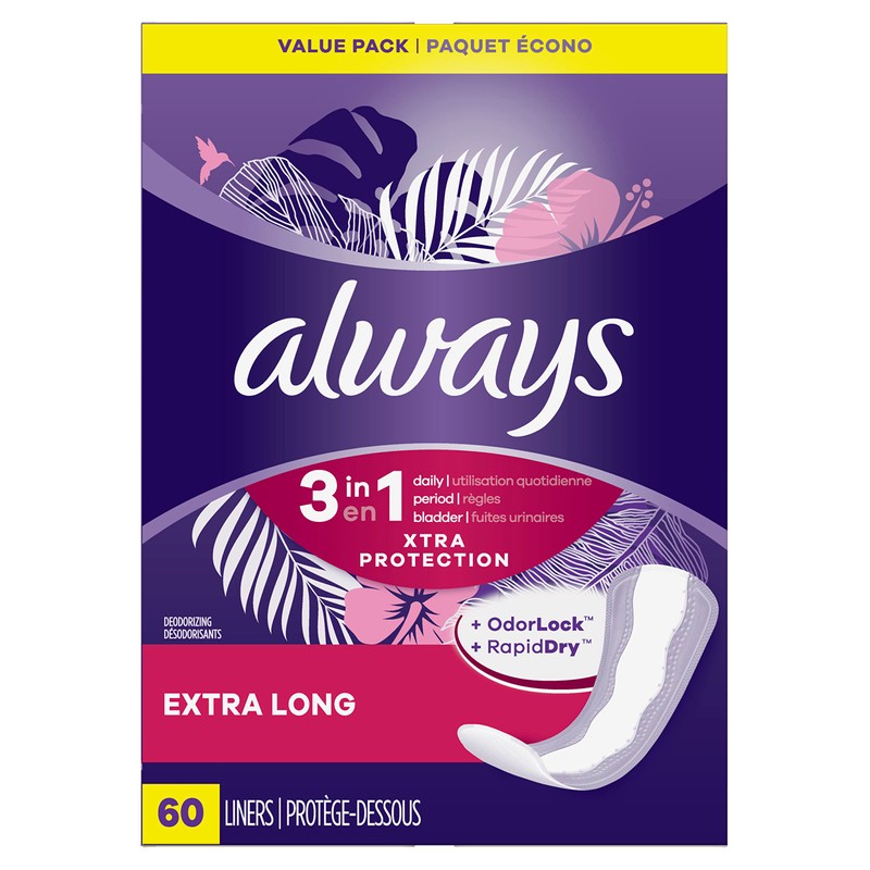 Always Daily Extra Protect Liners, Extra Long Length, Scented Panty