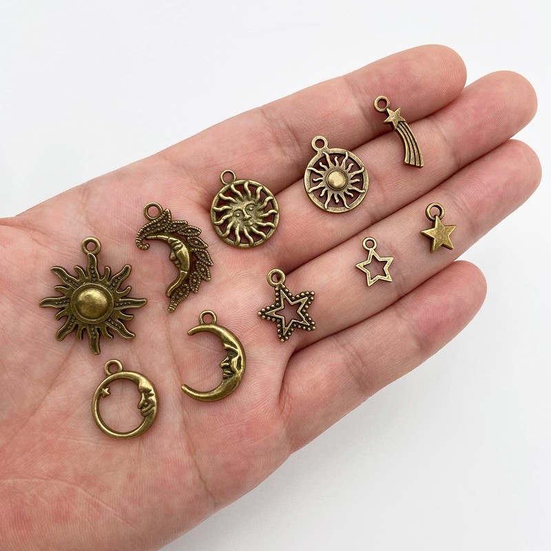 Jongdari Mixed Sun Moon Star Charm, Wholesale Jewelry Charms Craft