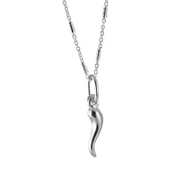 apop nyc "Tiny Cornicello Sterling Silver Mini Horn Pendant Necklace 16 inch