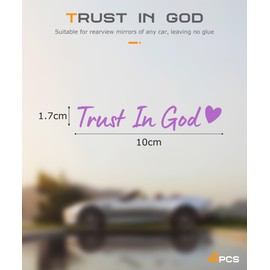 SCUARI SCUARI 4PCS Car Stickers,Cars Decals,Car Accessories Trust in God Rearview Mirror Sticker,Auto Stickers and Decals,Auto Decals for Women,Trust in God Mirror Decoration,Fits Most Vehicles (Purple)