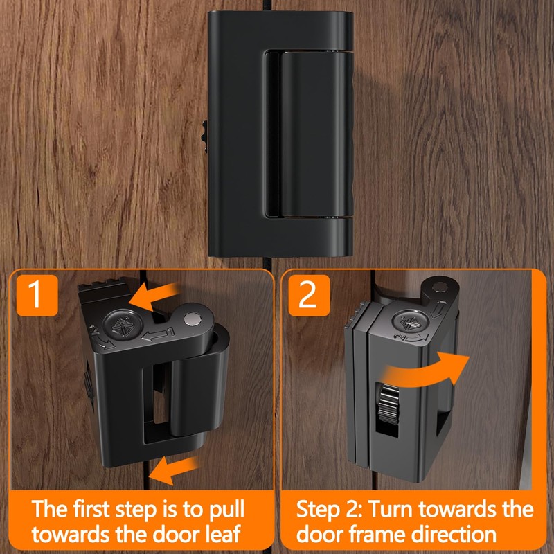 2 Set White Adjustable Portable Door Lock,Security Door Reinforcement Lock