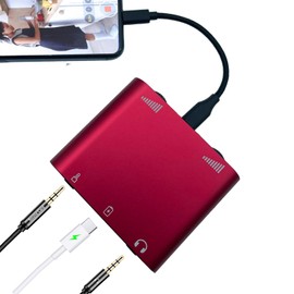 TETNEPAW Plus Wireless Lavalier Microphones with Charging Adapter, Lightning to Audio and Microphone Support, Compatible with Apple & Android for YouTube, Twitch & TikTok Live Streaming (Red)