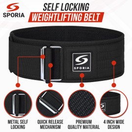 SPORIA Weight Lifting Belt And Straps (X-Large, Black)
