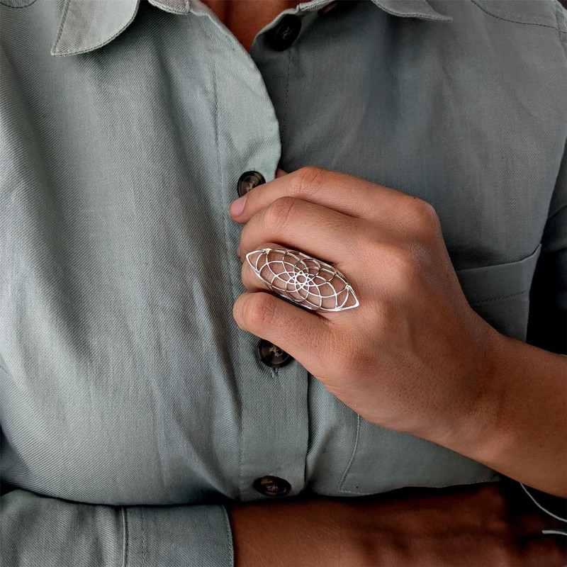 81stgeneration Women's .925 Sterling Silver Flower of Life Armour Half