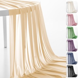 60" Chiffon Fabric by The Yard Pre-Cut Sheer Fabric for Wedding Arch Draping Fabric Party Backdrop Decoration Ceiling Decor (Champagne, 1 Yard)