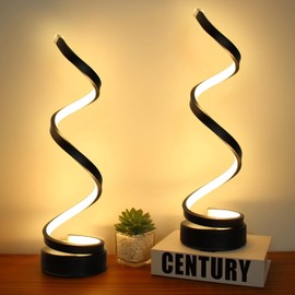 Yuehuamech Modern Spiral Table Lamp LED Minimalist USB Powered Desk Light 3 Colors Stepless Dimming Bedside Nightstand Lamp for Bedroom Living Room Office Bookshelf