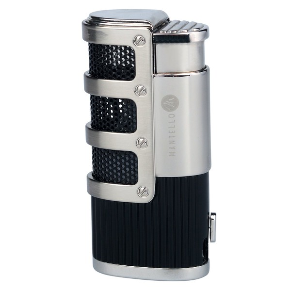 Mantello Cigars Torch Lighter, Triple Jet Flame Butane Lighter - Cigar Lighter with Cigar Punch Cutter, Windproof