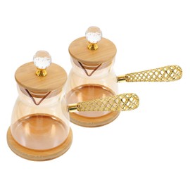 ULTECHNOVO 2pcs Glass Espresso Pitcher with Heat Resistant Side Handle Elegant Design for Home Kitchen for Tea and Coffee Gatherings