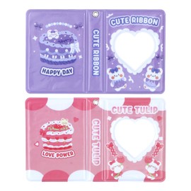 2 Pcs 3 Inch Mini Photo Album Set,40 Pockets Small Kpop Photocard Binder Photo Card Holder Love Heart Book Photo Storage for Kpop Korean Pictures Artwork Postcard Wedding Birthday Memory