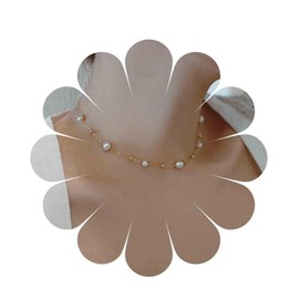 Inilbran Boho Pearl Choker Necklace Gold Pearl Necklace Choker Vintage Pearl Chain Necklace Minimalist Satellite Ball Chain Necklace Jewelry for Women and Girls