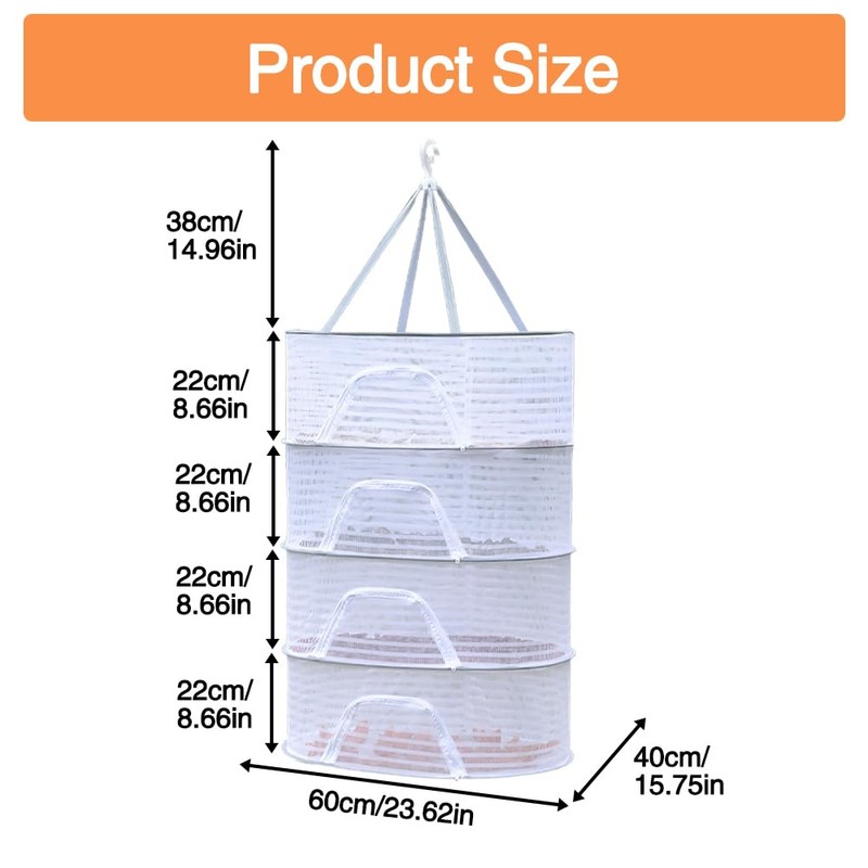 Cudeyrey Herb Drying Net, 4-Layer Hanging Drying Net, Mesh Drying