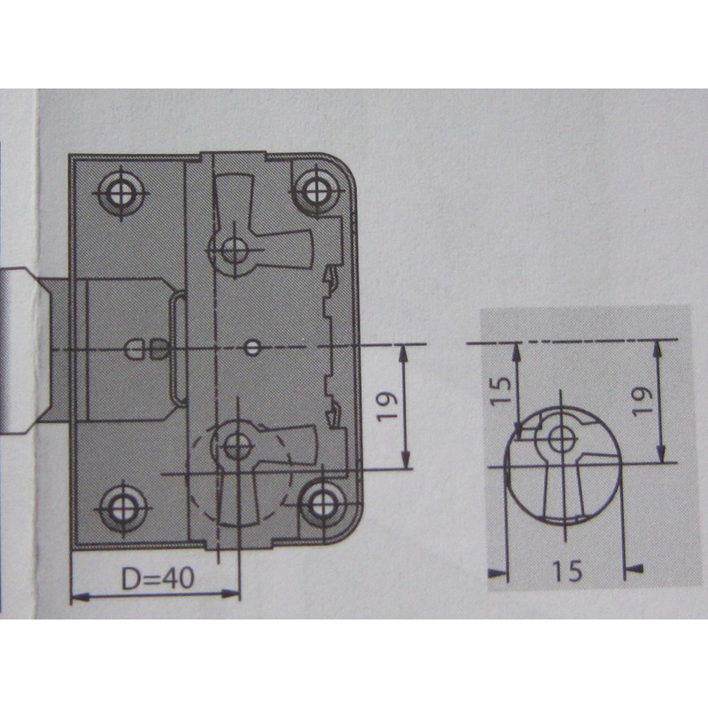 HKB® Nutbeard Screw-On Lock, Backset 40 mm, Keyed Alike 1