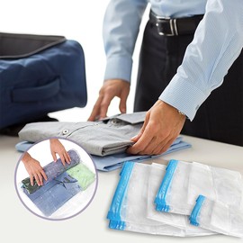 ZKSXOA Vacuum Bags for Clothes, Pack of 5 in 3 Sizes, Tight Vacuum Bags, Reusable Vacuum Bags for Rolling for Travel & Backpack (50 x 35, 40 x 60, 50 x 70 cm)