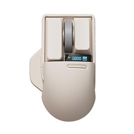 LOFREE Touch PBT Wireless Mouse with USB Receiver, Bluetooth, Wired Connection, Rechargeable, 4000 DPI with OLED Screen Compatible with Glass Surface for Mac Windows PC Notebook/Tofu White 2025