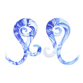 Qmcandy 2pcs Glass Spiral Ear Plugs Tapers Plugs Twist Stretchers Earrings Piercing Gauges 0g, Clear Blue