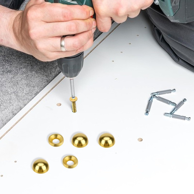 16PCS Decorative Wood Screws, Brass Decorative Screws with Caps, Self