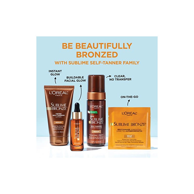 L'Oreal Paris Skincare Sublime - Toallas bronceadoras sin sol, de