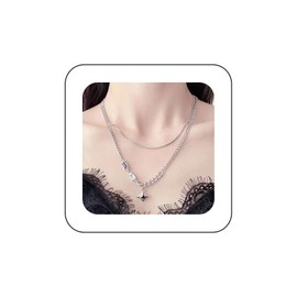 Inilbran Boho Geschichteten Stern Anhänger Halskette Vintage Onyx Stern Choker Halskette Silber Geometrische Stern Halskette Einstellbar Schwarz Edelstein Stern Kette Halskette Schmuck Für Frauen